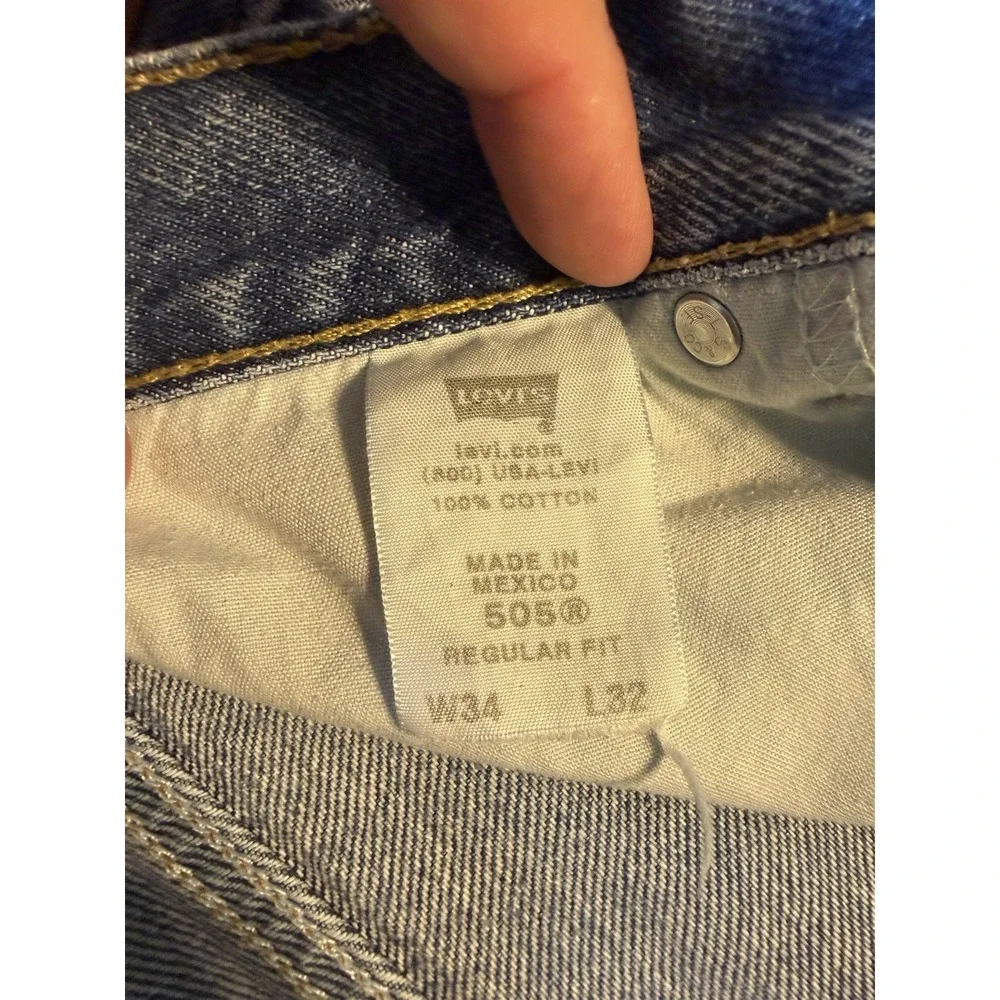 Levis 505 Jeans Adult Mens 34x32 Blue Denim Regular Fit Straight Leg
